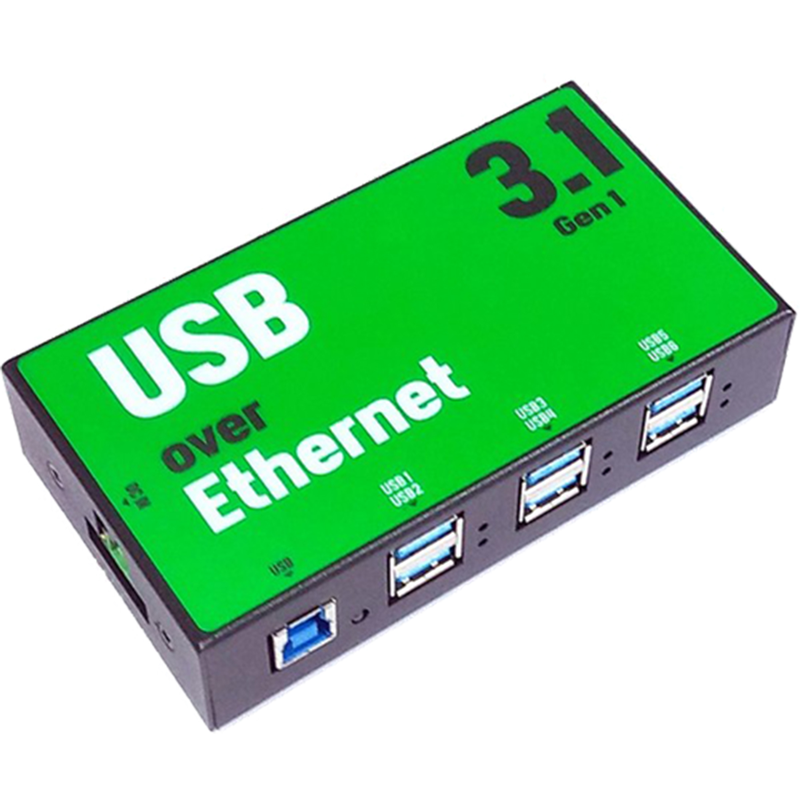 6-Port USB via Ethernet Hub, USB 3.1 Gen 1, 900mA, svart