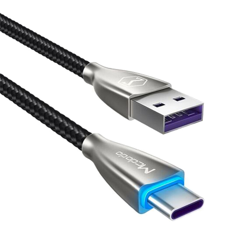 Mcdodo USB-C-kabel, 5A, LED, flätad, 2m