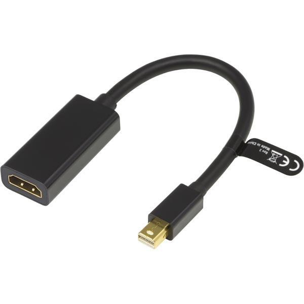 Deltaco Mini DisplayPort till HDMI-adapter med ljud, 0.2m