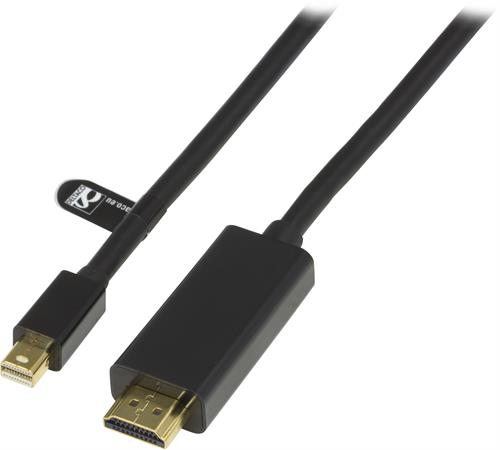 Deltaco Mini DisplayPort till HDMI-kabel med ljud, 3m