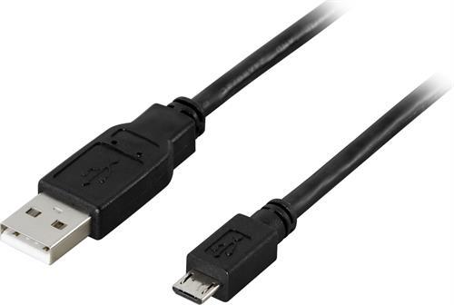 Deltaco USB-kabel A ha till micro B ha, svart 0.5m