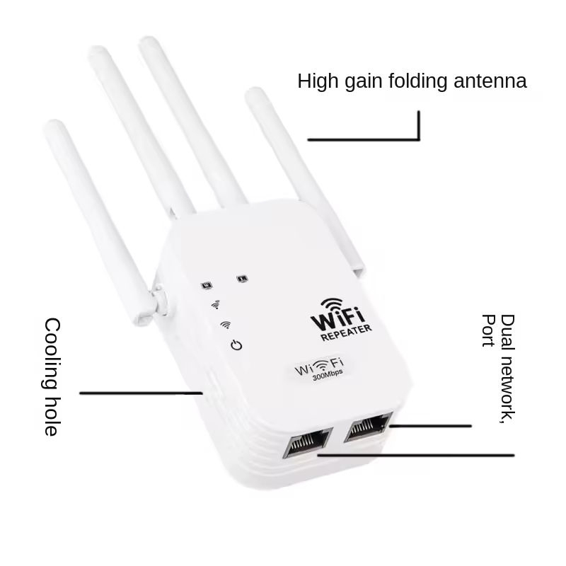 Trådlös WiFi-repeater, 2.4 GHz 300Mbps