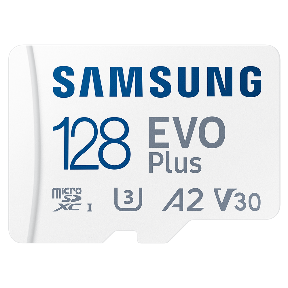 128GB Samsung EVO Plus MicroSDXC med SD-adapter, 130MB/s