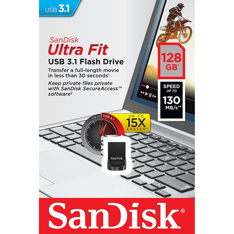 128GB SanDisk Ultra Fit USB 3.1 USB-minne