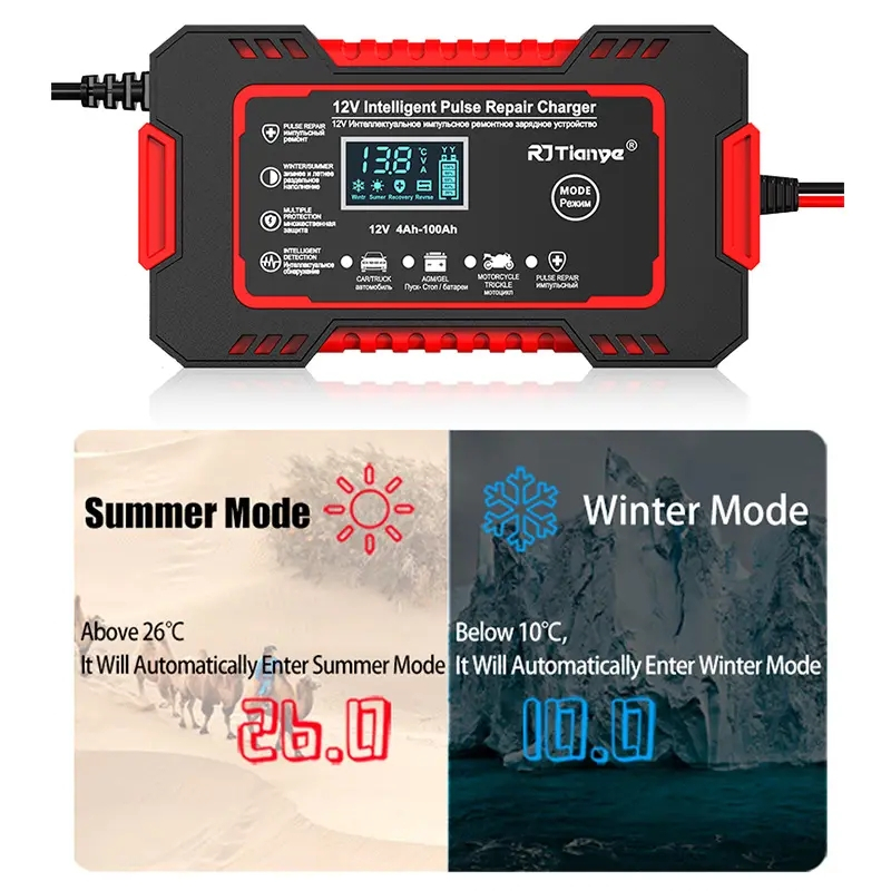 Batteriladdare med lättläslig LCD-display, 72W