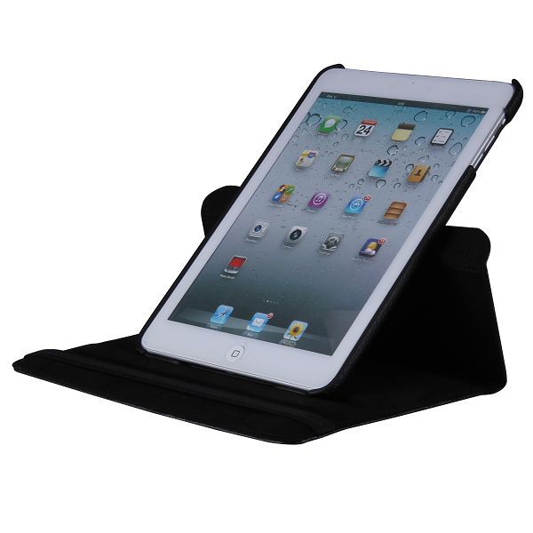 Läderfodral med roterbart ställ svart, iPad Mini/2/3