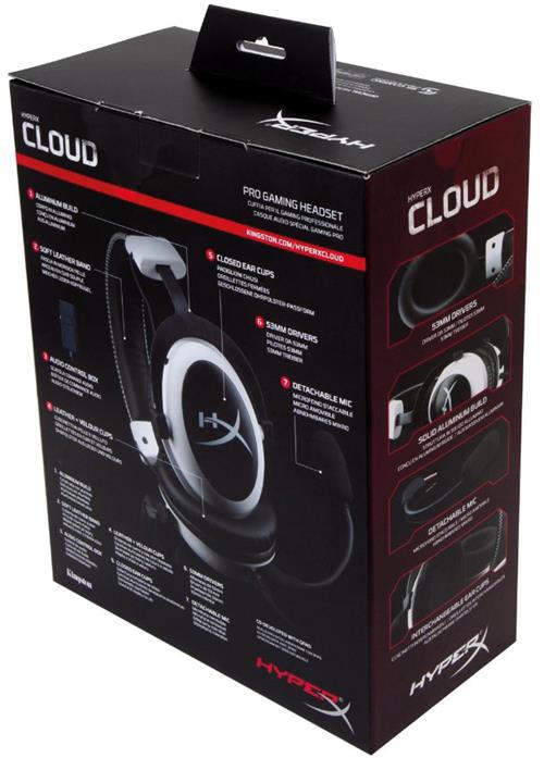 Kingston HyperX Cloud gamingheadset med avtagbar mikrofon, vit