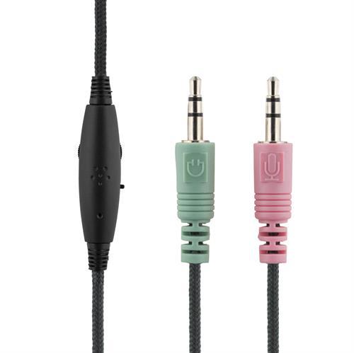 DELTACO Headset med 2m kabel, volymkontroll