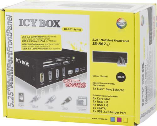 ICY BOX USB 3.0 minneskortläsare 5,25"-plats, eSATA/USB2/USB3