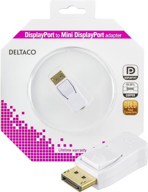 Deltaco adapter DisplayPort hane till Mini DisplayPort hona