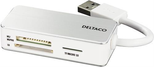 Deltaco USB3.0 minneskortlÃ¤sare vit, 3-fack