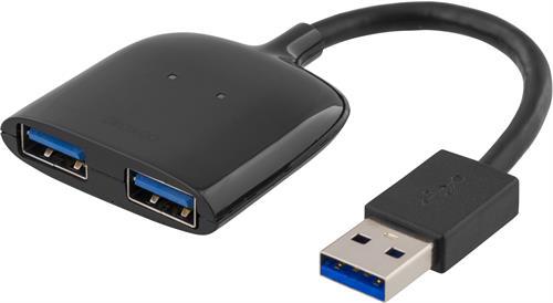 Deltaco Prime USB 3.0 hubb svart, 2-port