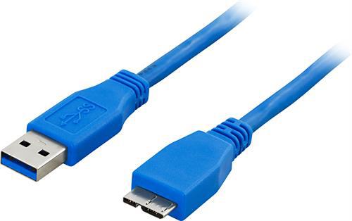 Deltaco USB3.0-kabel micro-USB blå, 0.5m