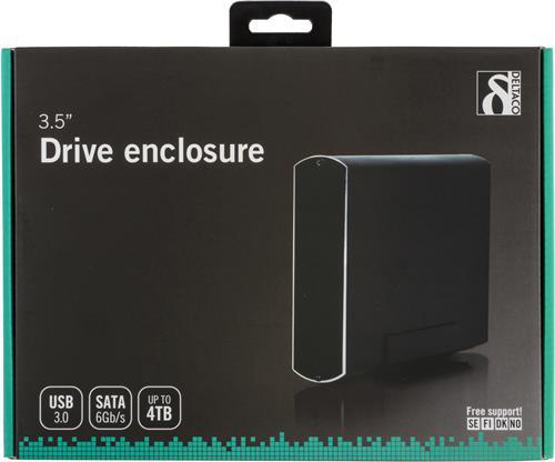 Deltaco extern SATA-kabinett 3.5'' USB 3.0, svart