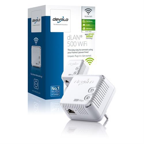 Devolo dLAN 500 WiFi adapter för LAN/WLAN, 500Mbps, 802.11b/g