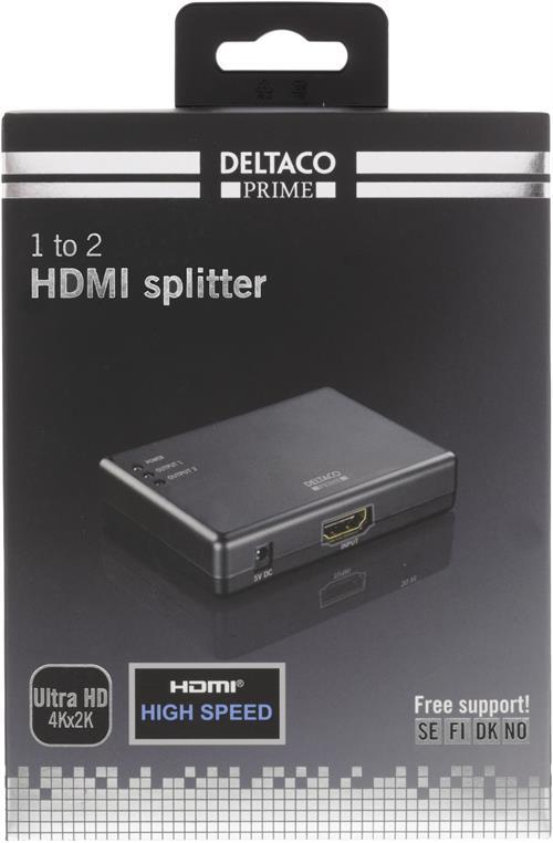 Deltaco Prime HDMI-splitter med 3D-stöd, Ultra HD 4Kx2K