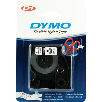 Dymo D1 vit märktejp i nylon, 19 mm, 3,5 m