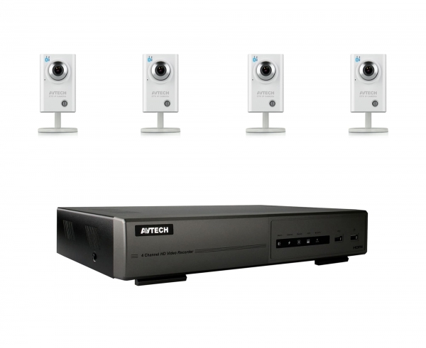HDTV-system inomhus 4 kameror, NVR med 4 kanaler, 500GB hårddisk
