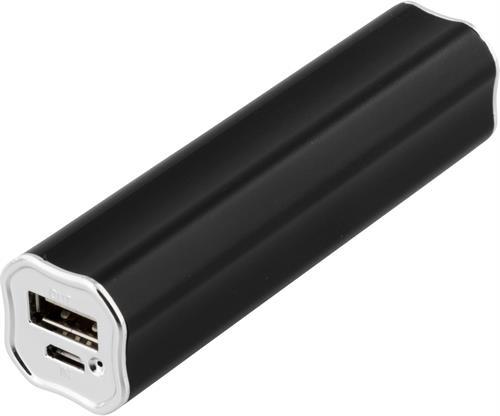Streetz Powerbank portabelt batteri svart 1A, 2600mAh