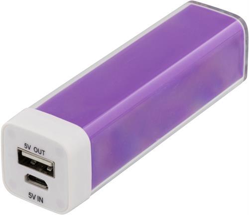 Deltaco Powerbank portabelt batteri lila 1A, 2600mAh
