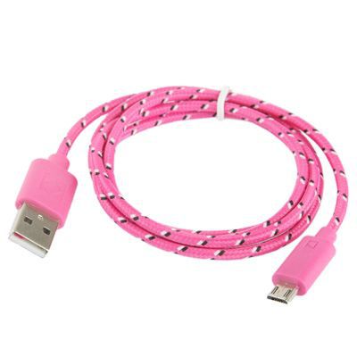 Micro-USB kabel rosa nylontyg, 3m