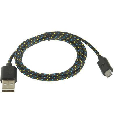 Micro-USB kabel svart nylontyg, 3m