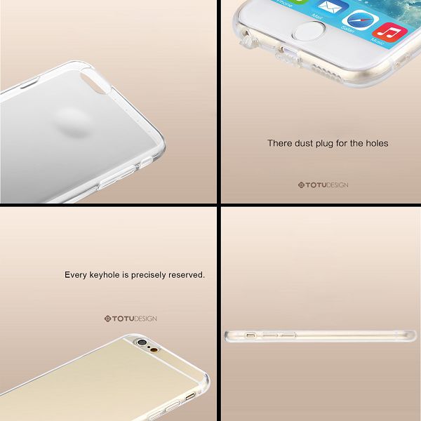 Totu TPU-skal anti-damm transparent guld, iPhone 6/6S