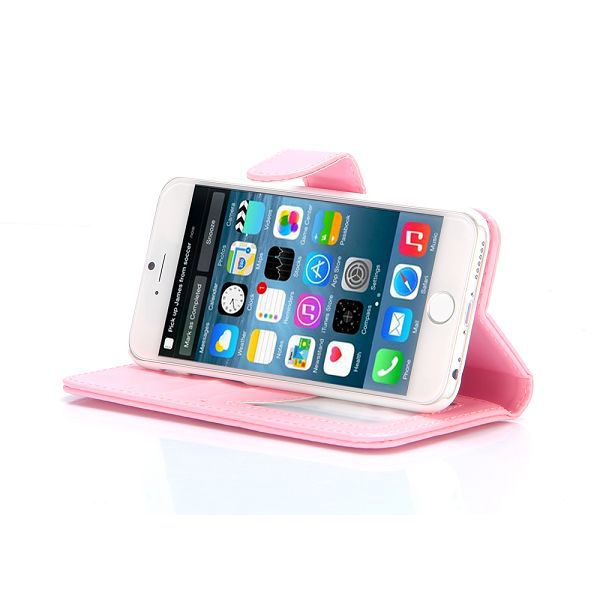 Läderfodral med kortplats rosa, iPhone 6