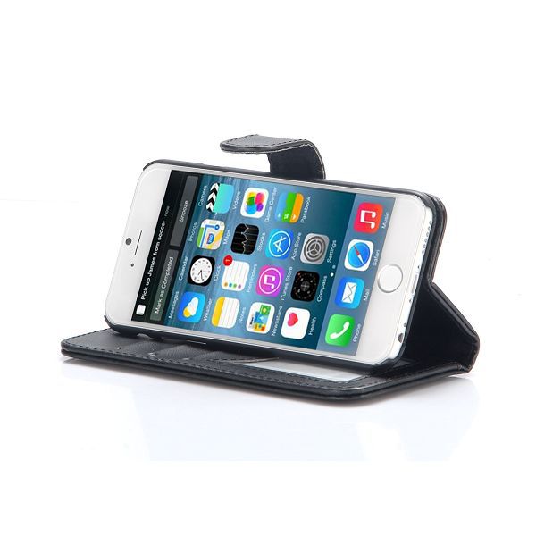 Läderfodral med kortplats svart, iPhone 6