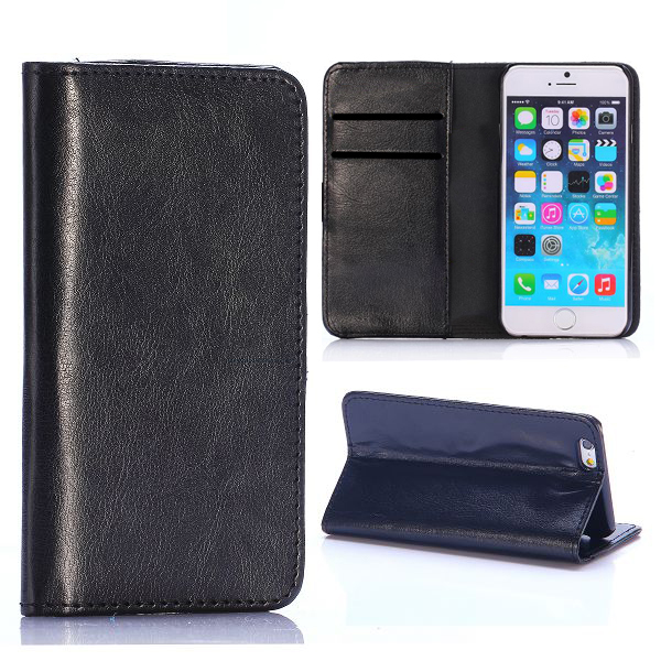 Läderfodral med kortplats svart, iPhone 6