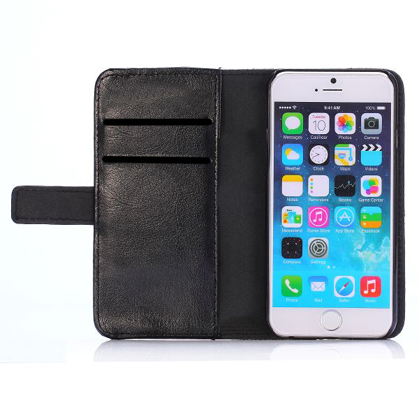 Läderfodral med kortplats svart, iPhone 6