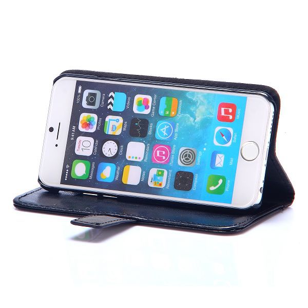 Läderfodral med kortplats svart, iPhone 6