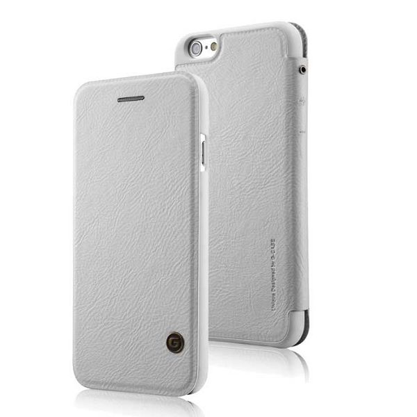 G-CASE flip case i läder vit, iPhone 6