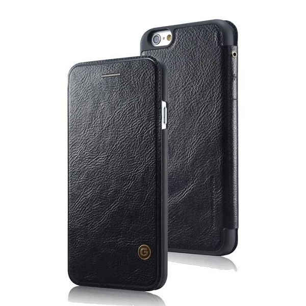 G-CASE flip case i läder svart, iPhone 6