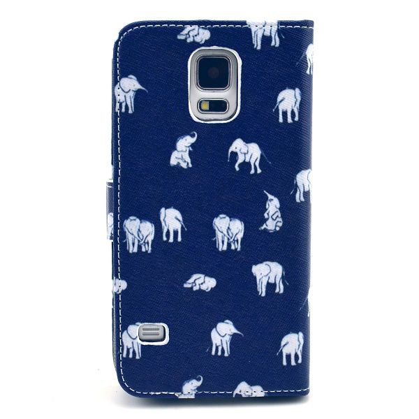 Plånboksfodral med ställ elefanter, Samsung Galaxy S5