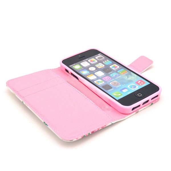 Läderfodral med ställ rosor, iPhone 5/5S/SE