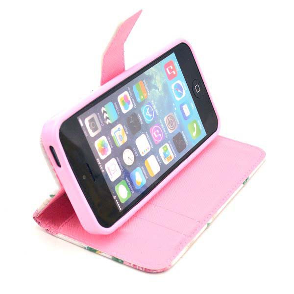 Läderfodral med ställ rosor, iPhone 5/5S/SE
