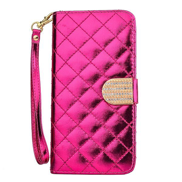 Plånboksfodral med kortplats quiltad rosa, iPhone 6