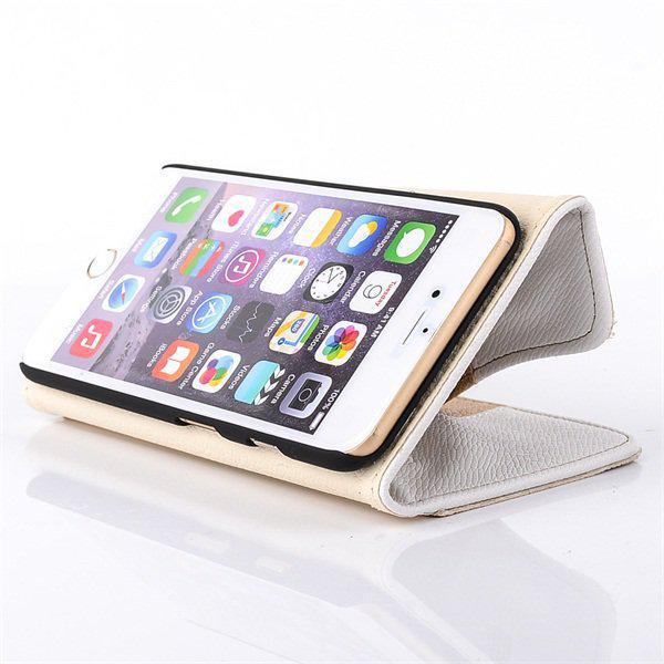 Läderfodral/plånbok beige, iPhone 6 Plus