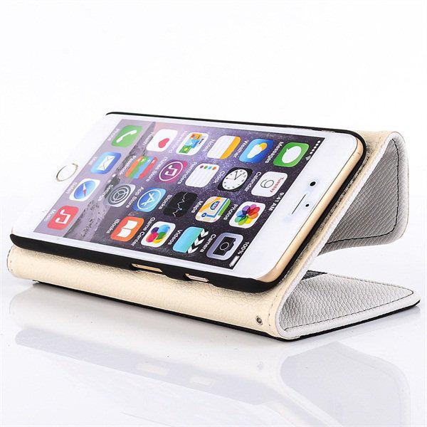 Läderfodral/plånbok svart, iPhone 6 Plus