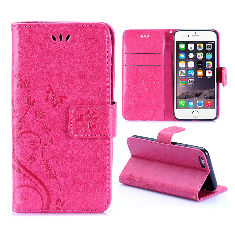 Plånboksfodral med kortplats rosa, iPhone 6/6S
