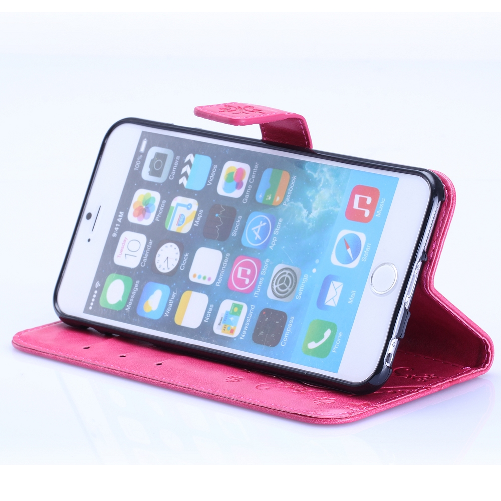 Plånboksfodral med kortplats rosa, iPhone 6 Plus