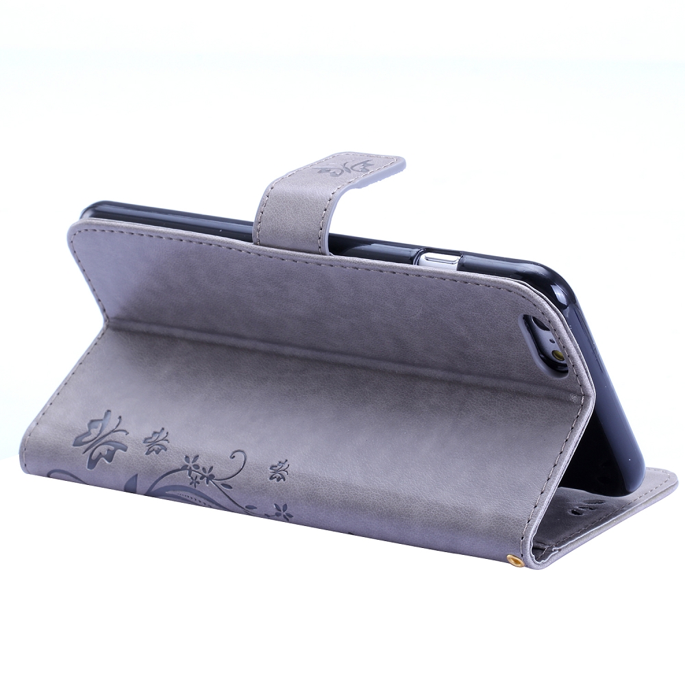 Plånboksfodral med kortplats grå, iPhone 6 Plus