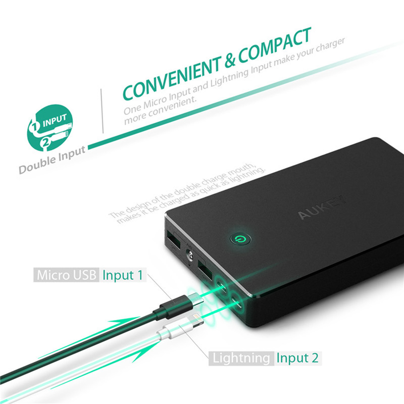 Aukey PB-N36 Powerbank/ficklampa 2xUSB, 20.000mAh, demoex