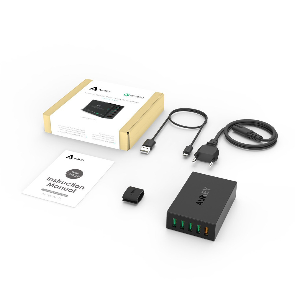 Aukey PA-T1 Quick Charge 2.0 5xUSB, laddningsstation