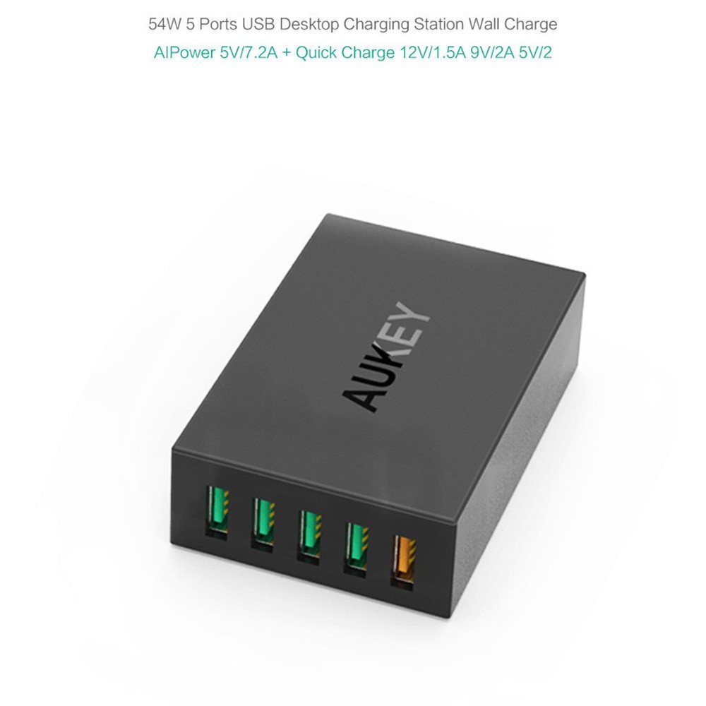 Aukey PA-T1 Quick Charge 2.0 5xUSB, laddningsstation