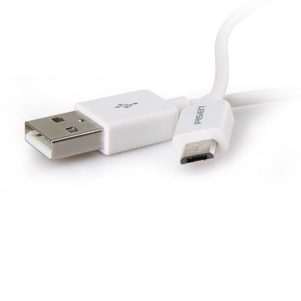 Pisen micro-USB laddningskabel 0.8 m, vit