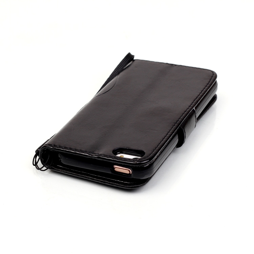 Läderfodral med kortplats fjäril, svart, iPhone 5/5S/SE