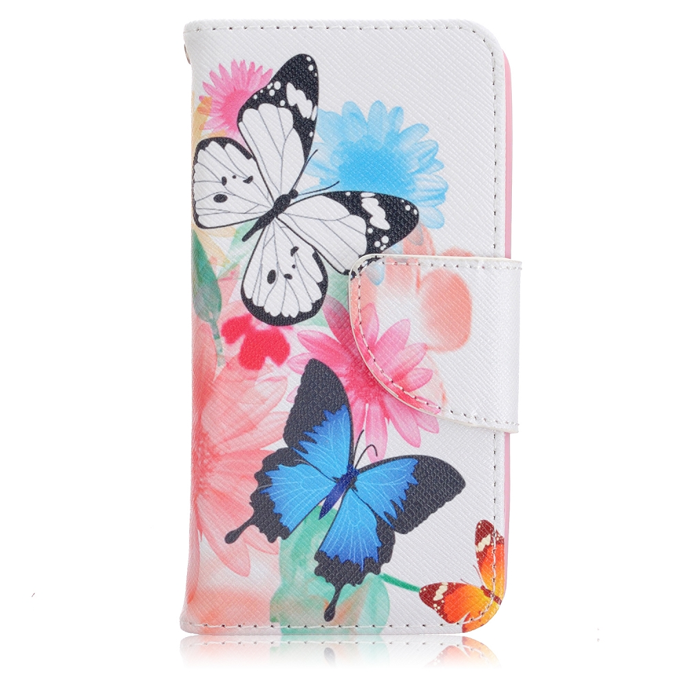 Läderfodral med kortplats, fjärilar, iPhone 5/5S/SE