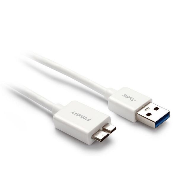 Pisen micro-USB 3.0 laddningskabel 1.5m, vit